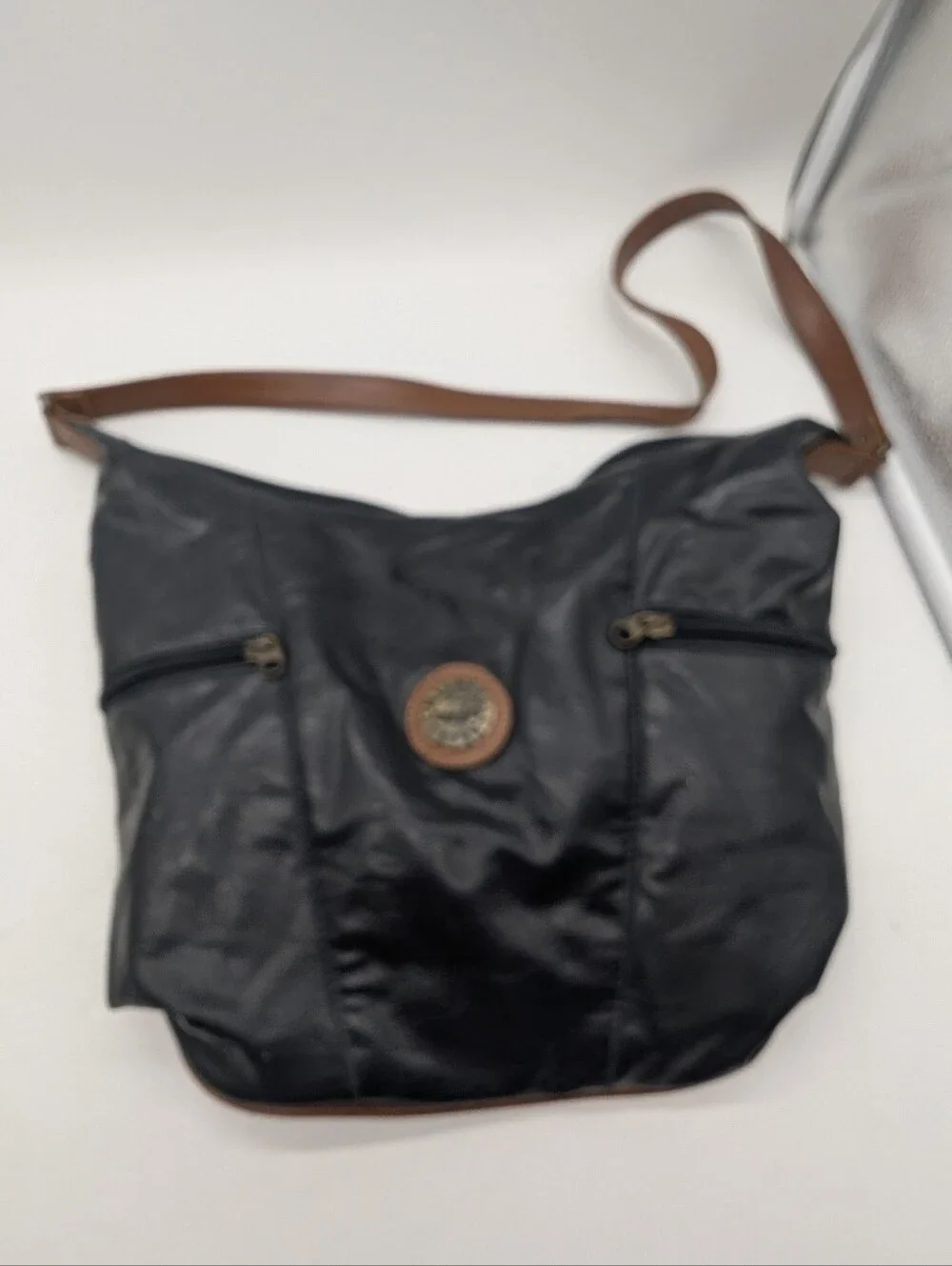Vintage Michael Stevens International Navy Hobo Shoulder Bag